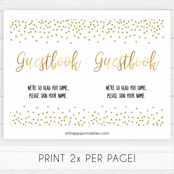 gold glitter baby signs, guestbook baby signs, printable baby signs, gold baby decor, gold glitter baby signs, guestbook sign