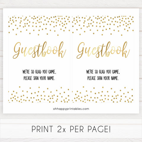 gold glitter baby signs, guestbook baby signs, printable baby signs, gold baby decor, gold glitter baby signs, guestbook sign
