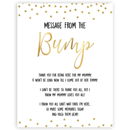 gold baby shower games, message from bump games, printable baby games, fun baby games, popular baby games, baby shower games, gold baby games, print baby games, gold baby shower