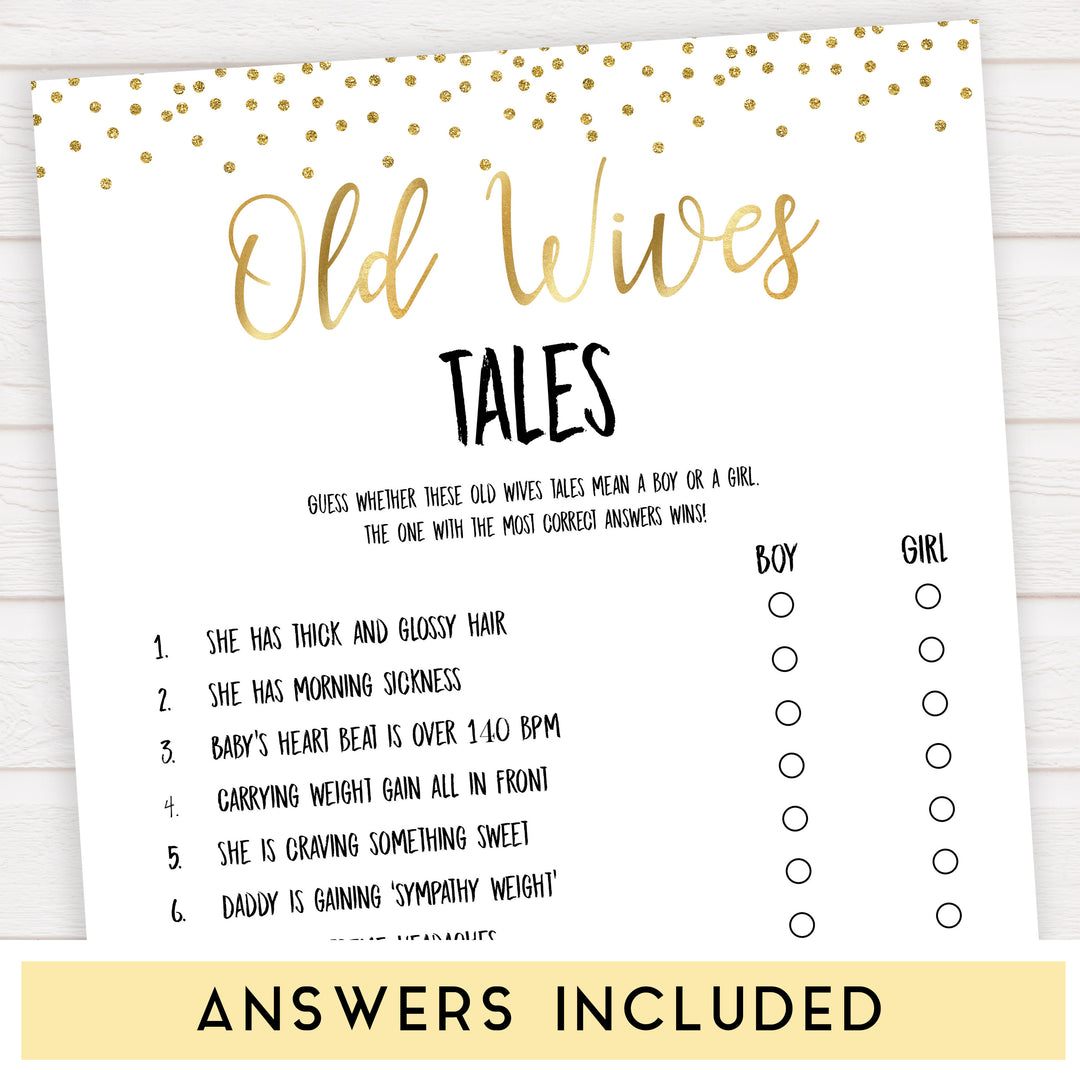 gold glitter baby games, old wives tales game, printable baby games, gold baby, old wives tale, top baby games