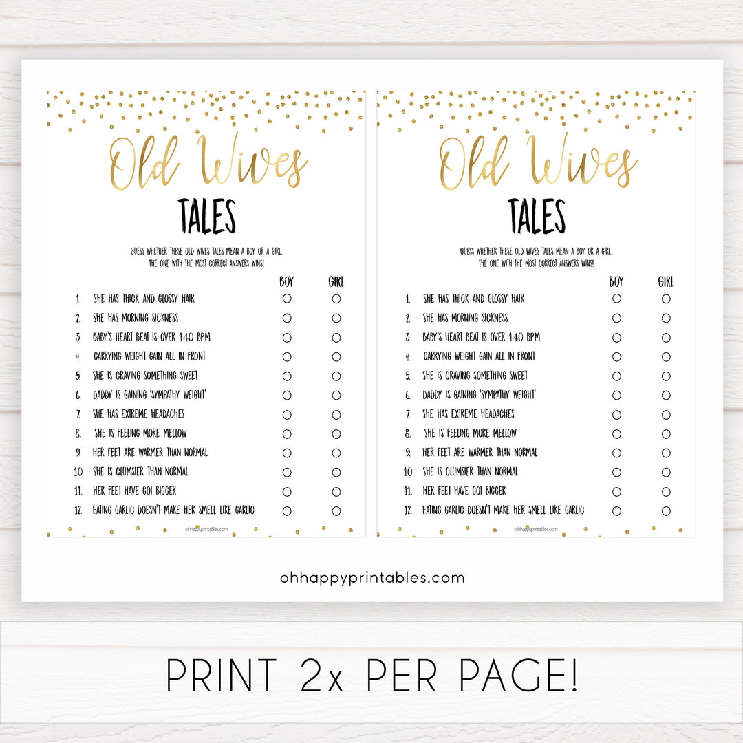 gold glitter baby games, old wives tales game, printable baby games, gold baby, old wives tale, top baby games