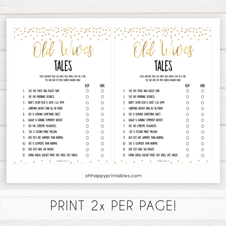 gold glitter baby games, old wives tales game, printable baby games, gold baby, old wives tale, top baby games