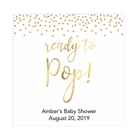 gold glitter ready to pop tag, printable ready to pop tag, editable baby tags, printable baby decor, gold glitter baby shower