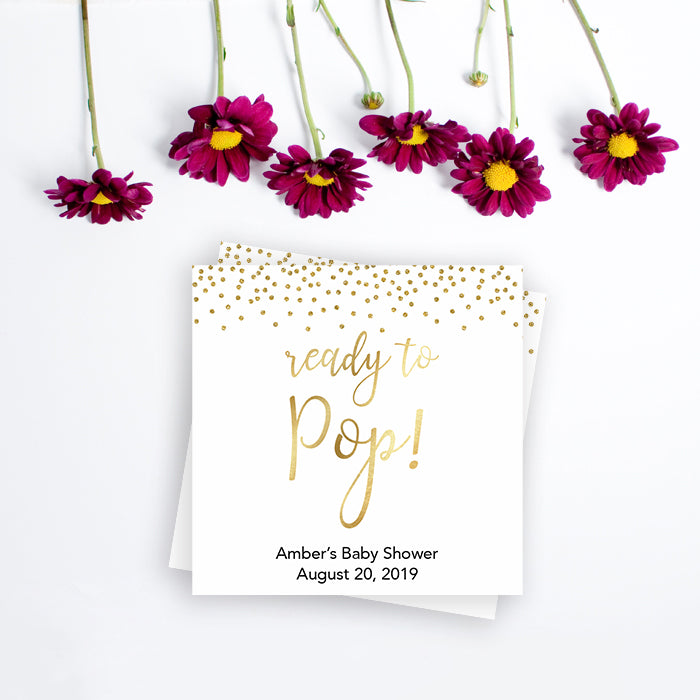 gold glitter ready to pop tag, printable ready to pop tag, editable baby tags, printable baby decor, gold glitter baby shower