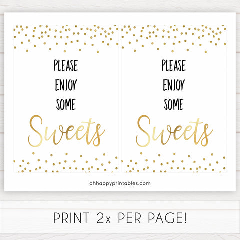 gold glitter baby signs, printable baby signs, sweets baby signs, drinks baby decor, gold baby decor, fun baby shower ideas