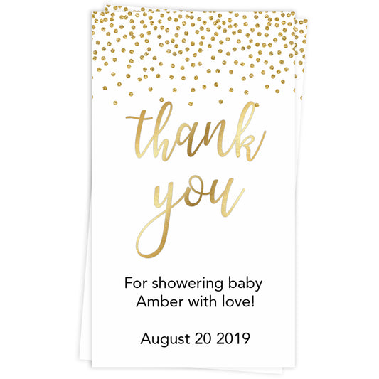 baby shower thank you tags, baby thank you tags, gold glitter baby tags, baby tags, gold baby thanks you tags, printable editable baby tags
