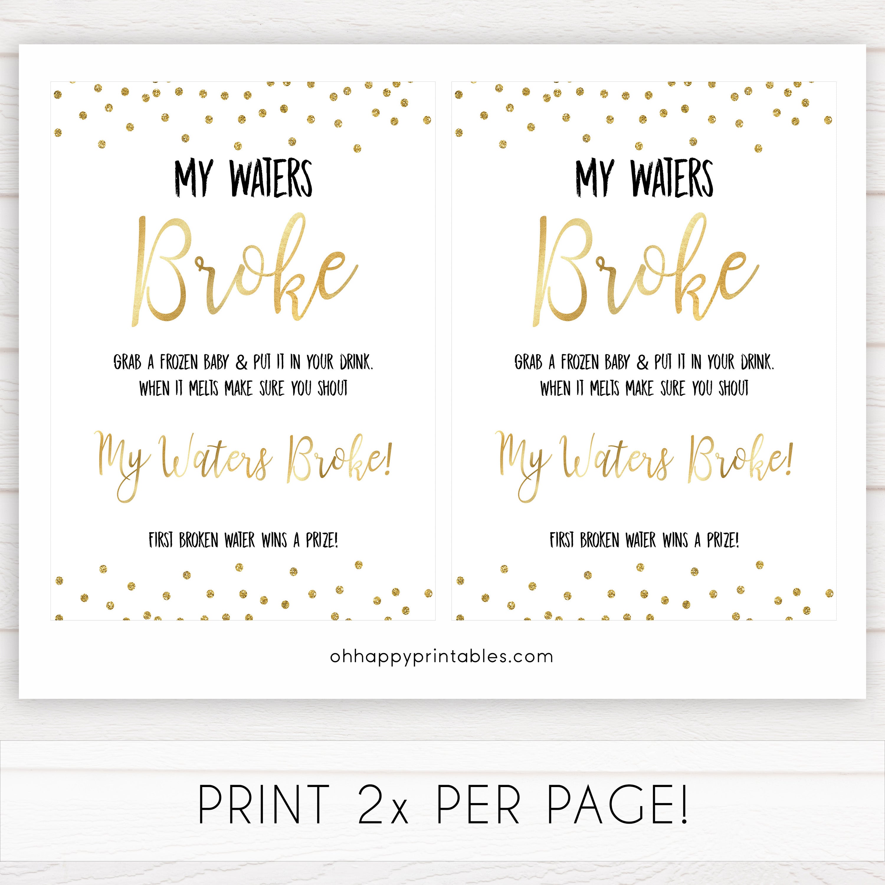 gold baby shower games, my waters broke games, printable baby games, fun baby games, popular baby games, baby shower games, gold baby games, print baby games, gold baby shower