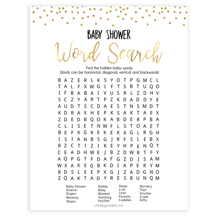 gold glitter baby games, word search baby games, fun baby games, printable baby games, popular baby games, top 10 baby games, word search game