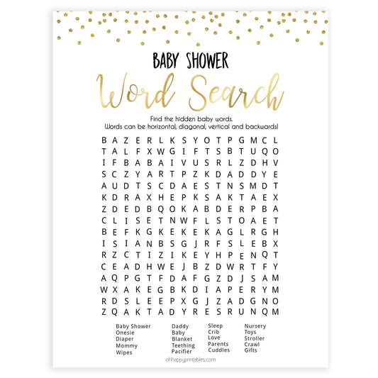 gold glitter baby games, word search baby games, fun baby games, printable baby games, popular baby games, top 10 baby games, word search game