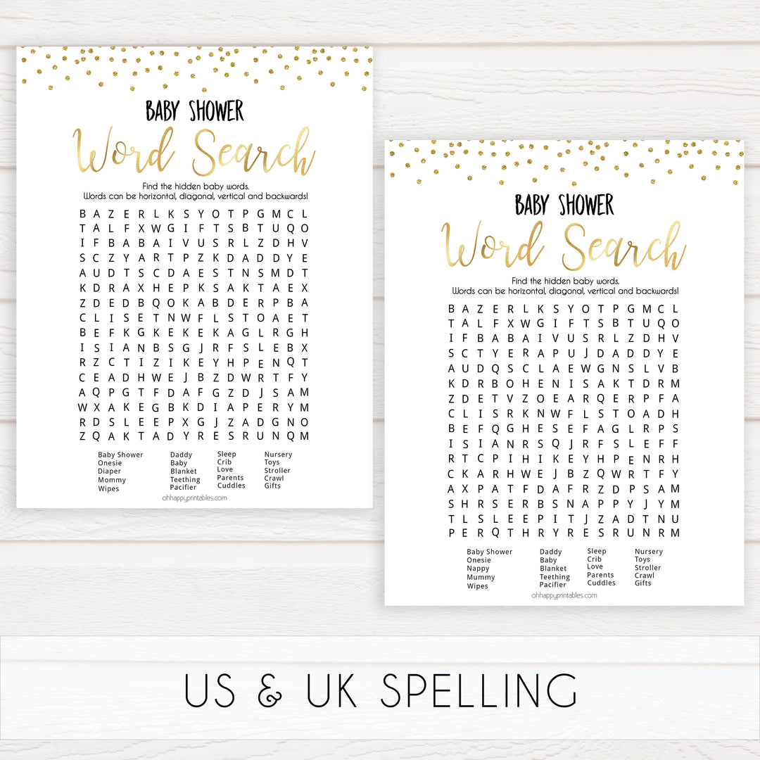 gold glitter baby games, word search baby games, fun baby games, printable baby games, popular baby games, top 10 baby games, word search game