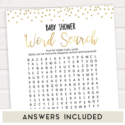 gold glitter baby games, word search baby games, fun baby games, printable baby games, popular baby games, top 10 baby games, word search game