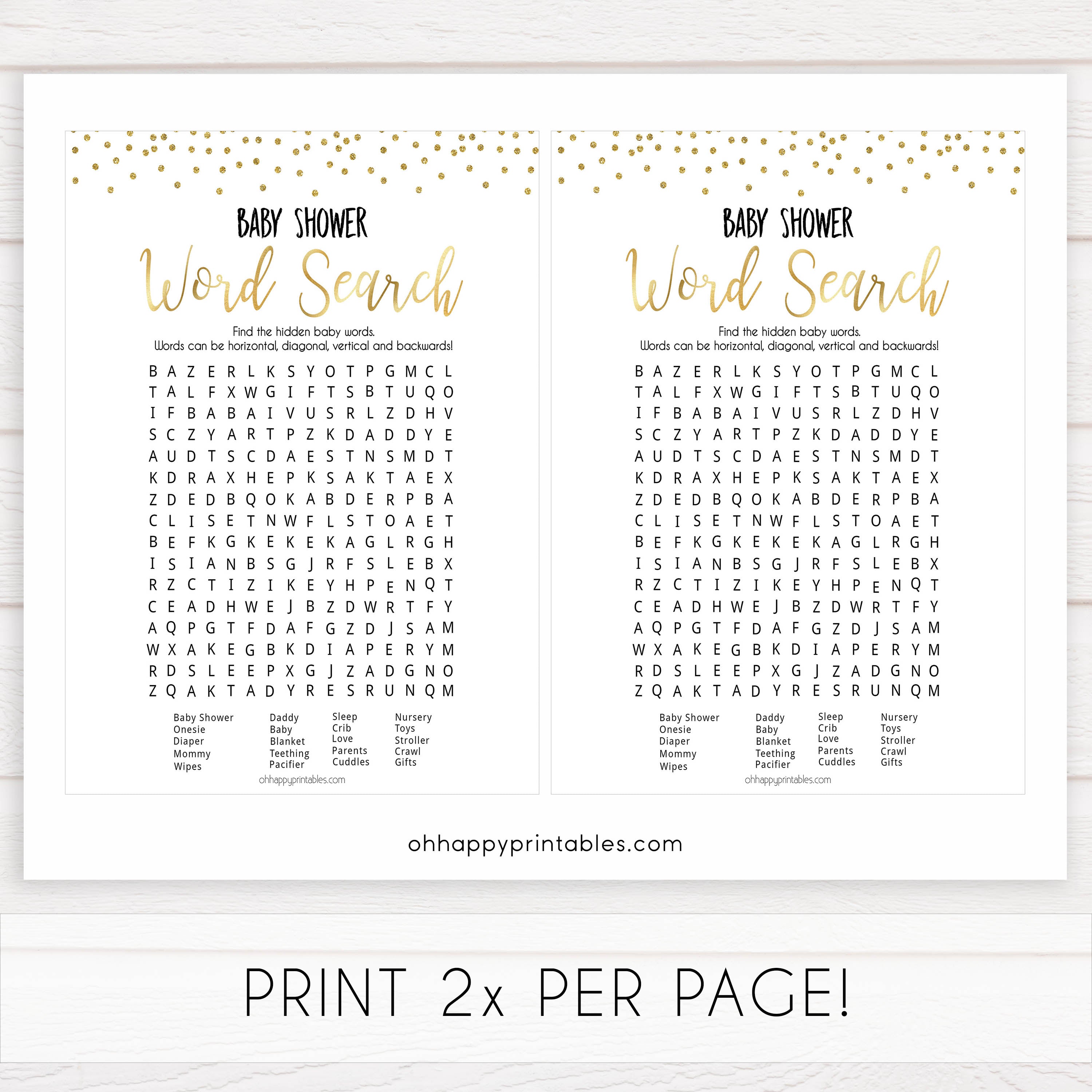 gold glitter baby games, word search baby games, fun baby games, printable baby games, popular baby games, top 10 baby games, word search game