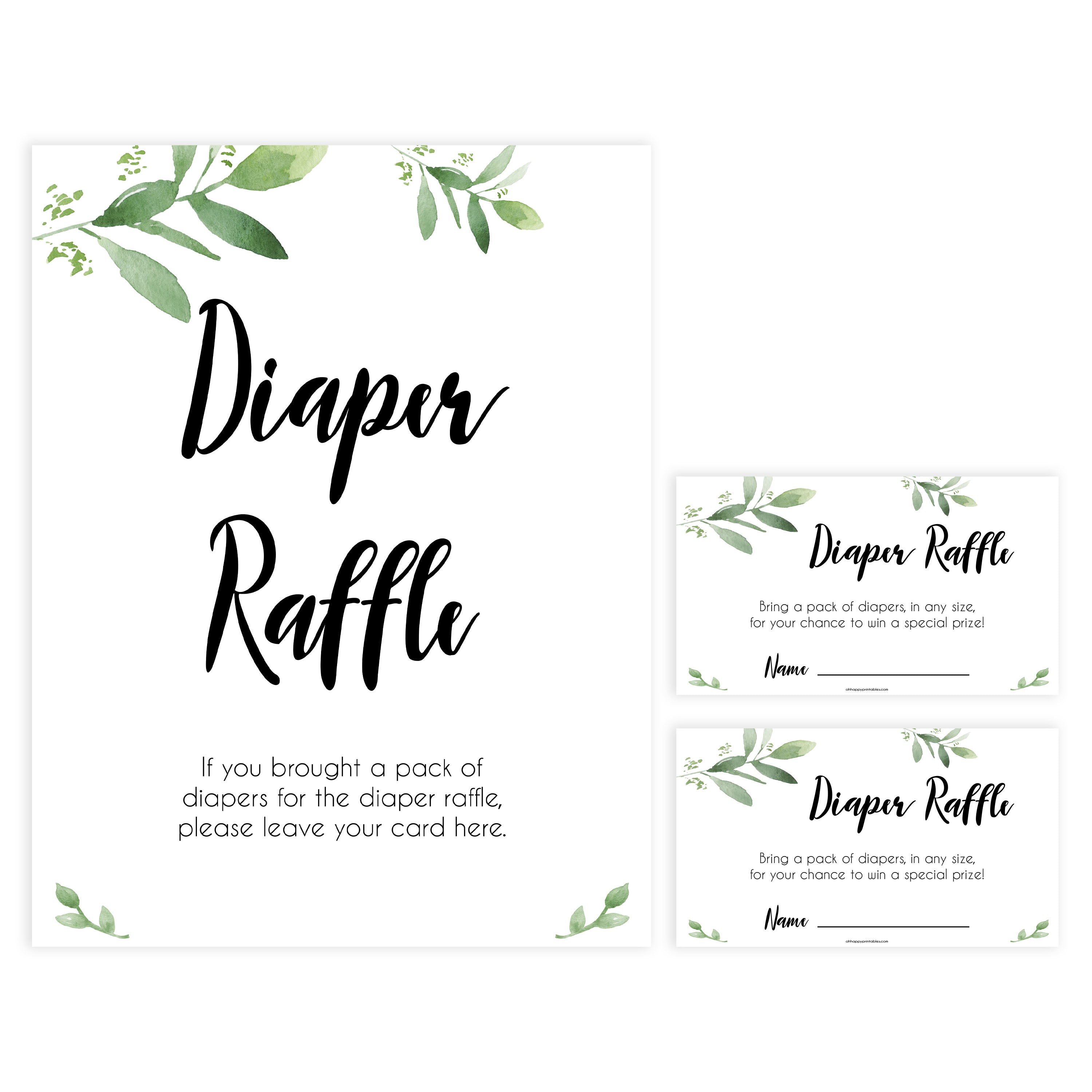 diaper raffle game, Printable baby shower games, botanical baby shower games, floral baby shower ideas, fun baby shower ideas