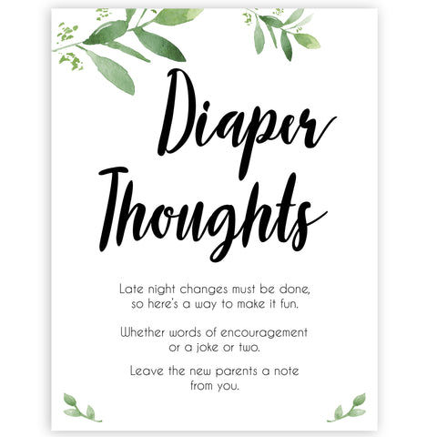 botanical diaper thoughts baby shower games, printable baby shower games, fun baby shower games, floral baby games