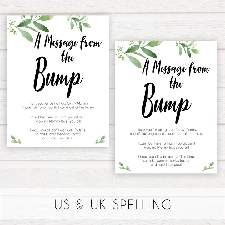 botanical message from bump baby shower sign, printable baby shower games, fun baby shower games
