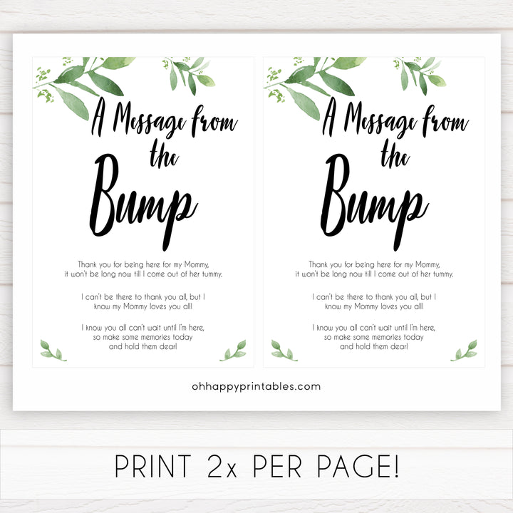 botanical message from bump baby shower sign, printable baby shower games, fun baby shower games