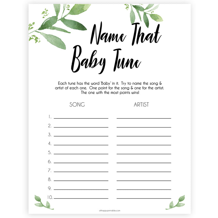 botanical name that baby tune game, printable baby games, baby shower games, fun baby games, popular baby games