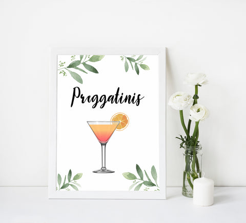 preggatinis baby shower signs, printable baby shower signs, botanical baby shower decor, floral baby table signs