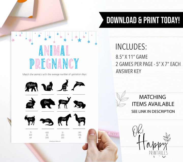 Gender reveal baby games, animal pregnancy baby game, gender reveal shower, fun baby games, gender reveal ideas, popular baby games, best baby games, printable baby games, gender reveal baby games