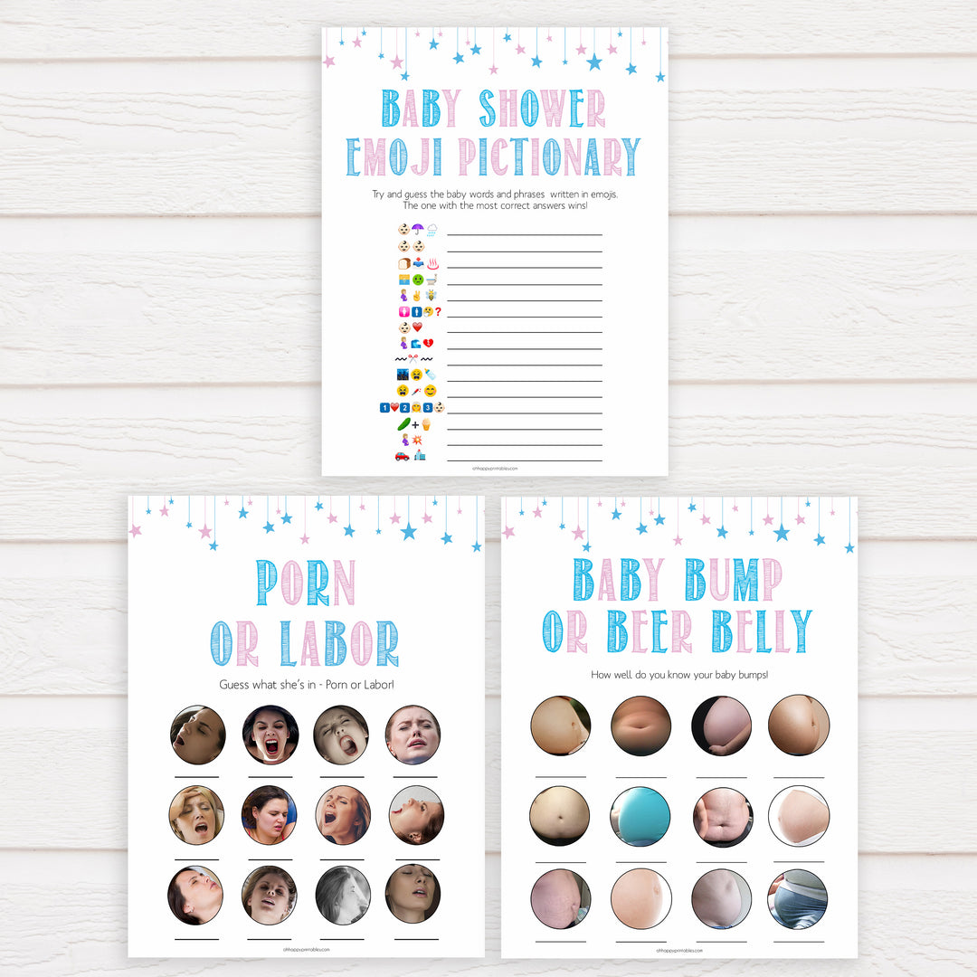 Gender reveal baby games, 7 baby shower games bundles, gender reveal shower, fun baby games, gender reveal ideas, popular baby games, best baby games, printable baby games, gender reveal baby games