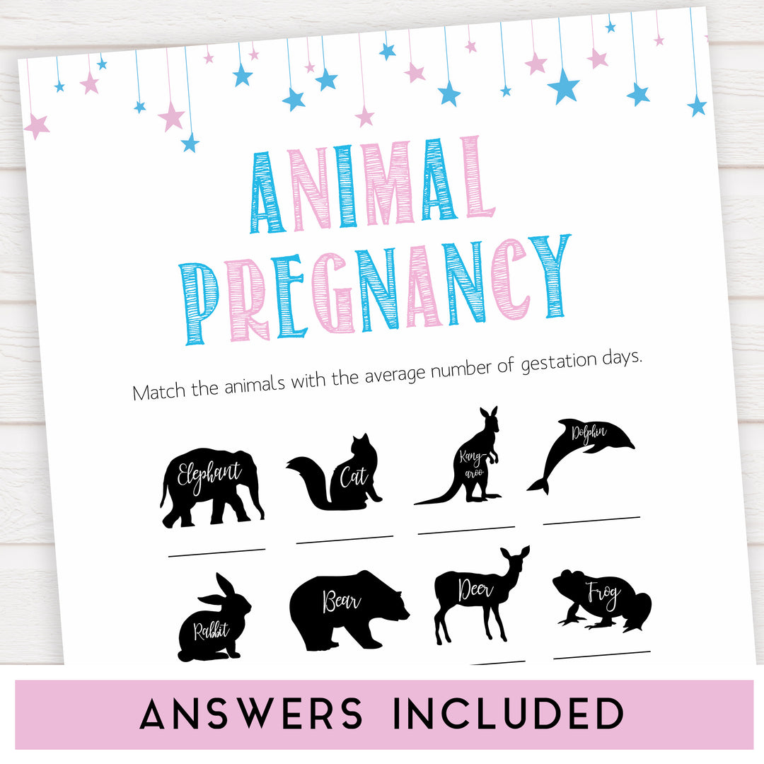 Gender reveal baby games, animal pregnancy baby game, gender reveal shower, fun baby games, gender reveal ideas, popular baby games, best baby games, printable baby games, gender reveal baby games