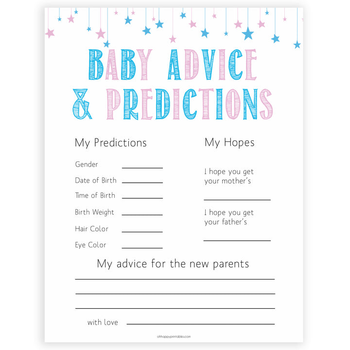 Gender reveal baby games, baby advice and predictions baby game, gender reveal shower, fun baby games, gender reveal ideas, popular baby games, best baby games, printable baby games, gender reveal baby games