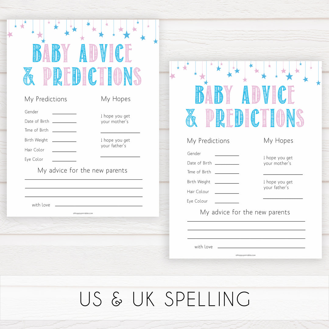 Gender reveal baby games, baby advice and predictions baby game, gender reveal shower, fun baby games, gender reveal ideas, popular baby games, best baby games, printable baby games, gender reveal baby games