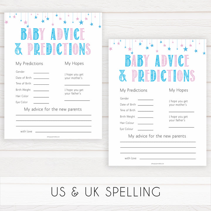 Gender reveal baby games, baby advice and predictions baby game, gender reveal shower, fun baby games, gender reveal ideas, popular baby games, best baby games, printable baby games, gender reveal baby games