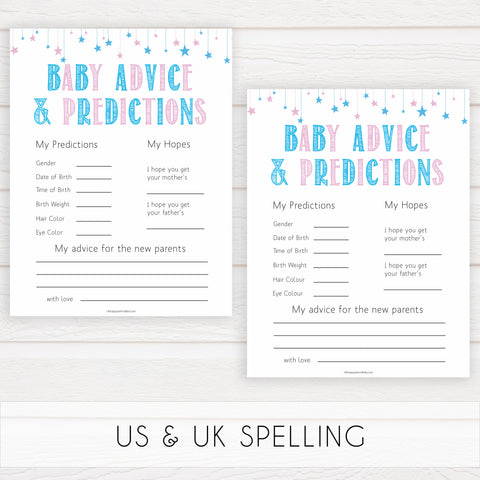 Gender reveal baby games, baby advice and predictions baby game, gender reveal shower, fun baby games, gender reveal ideas, popular baby games, best baby games, printable baby games, gender reveal baby games