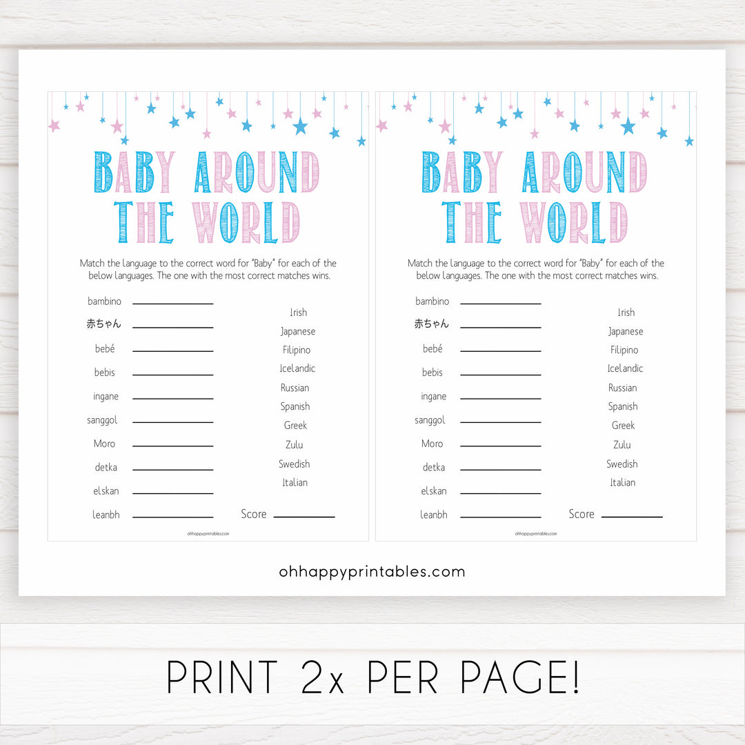 Gender reveal baby games, baby around the world baby game, gender reveal shower, fun baby games, gender reveal ideas, popular baby games, best baby games, printable baby games, gender reveal baby games