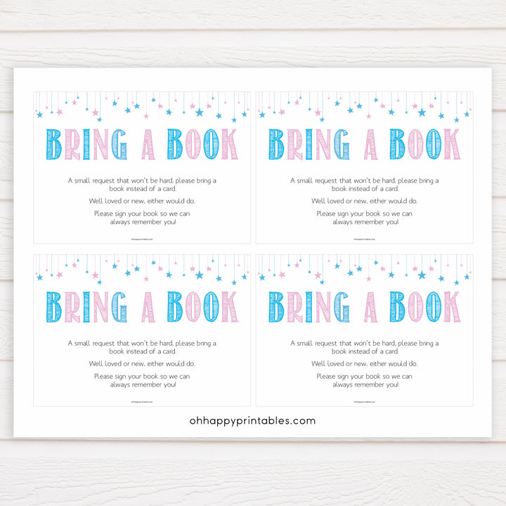 gender reveal baby games, bring a book baby game, baby invite insert, bring a book, top 10 baby games, printable baby games, fun baby games