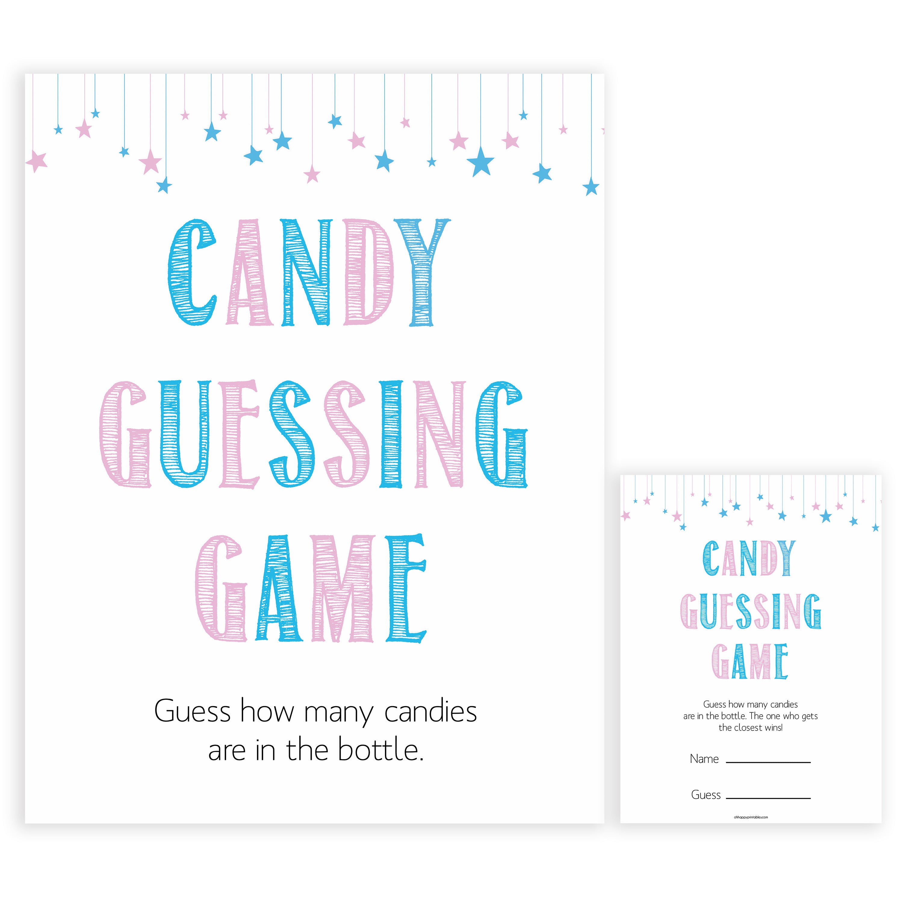 Gender reveal baby games, candy guessing game baby game, gender reveal shower, fun baby games, gender reveal ideas, popular baby games, best baby games, printable baby games, gender reveal baby games