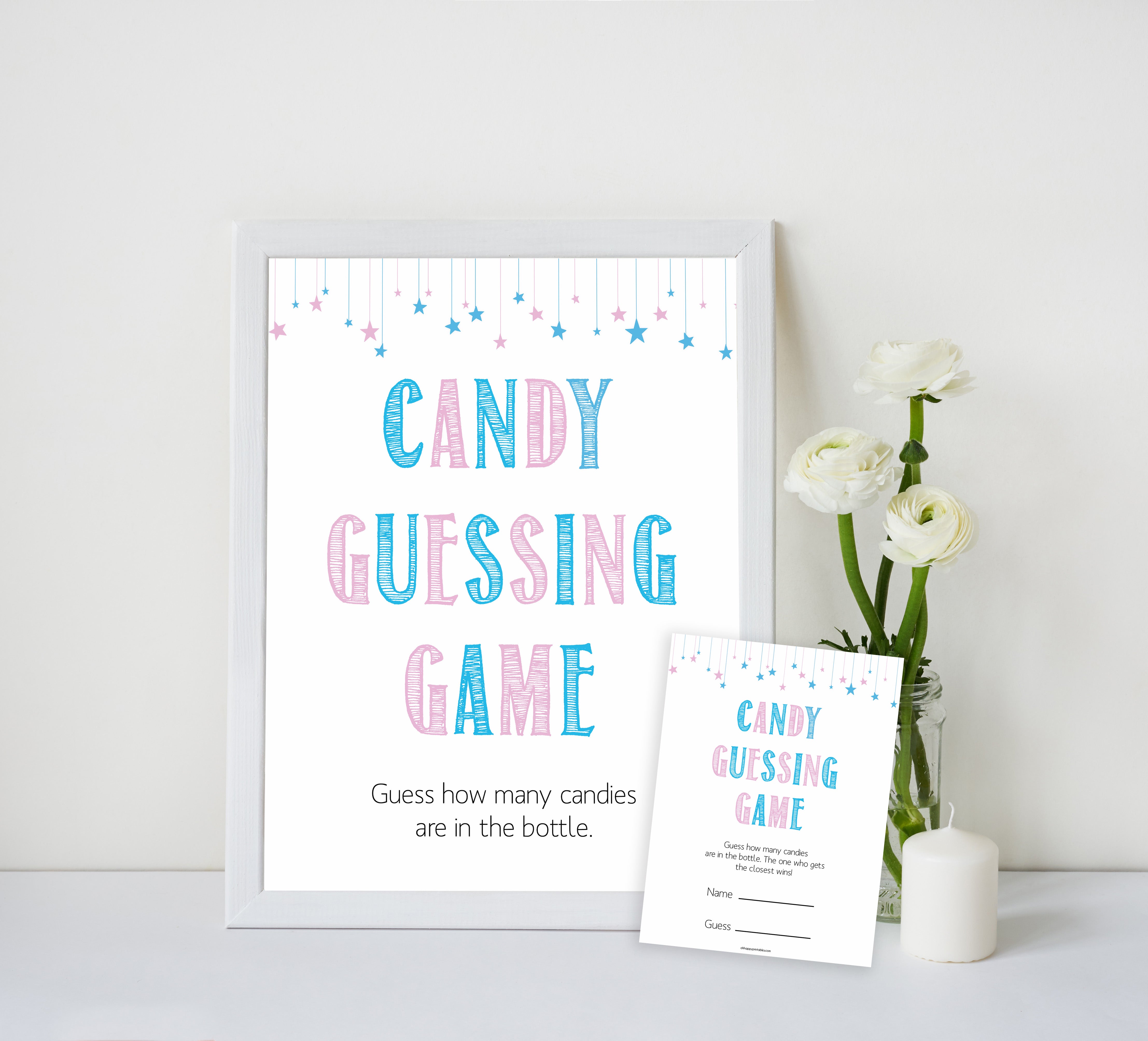 Gender reveal baby games, candy guessing game baby game, gender reveal shower, fun baby games, gender reveal ideas, popular baby games, best baby games, printable baby games, gender reveal baby games