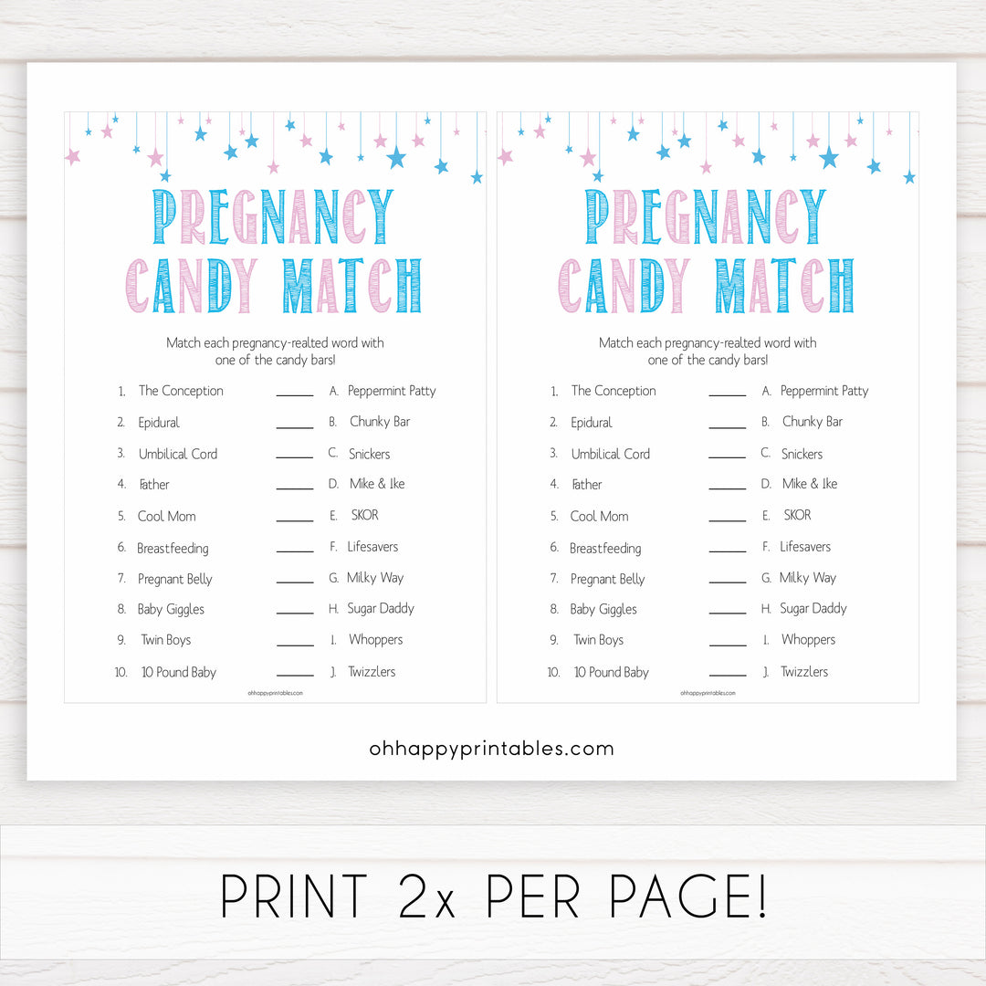 Gender reveal baby games, pregnancy candy match baby game, gender reveal shower, fun baby games, gender reveal ideas, popular baby games, best baby games, printable baby games, gender reveal baby games