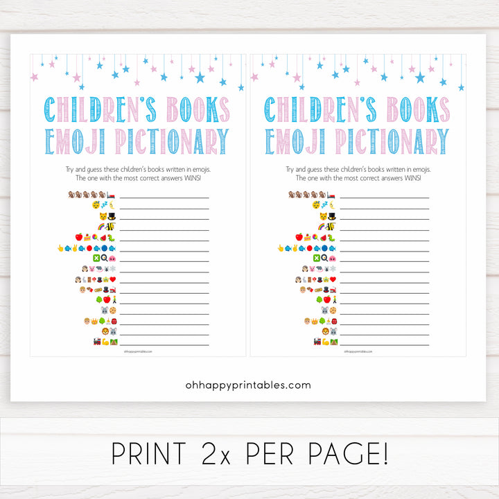 Gender reveal baby games, childrens books emoji pictionary baby game, gender reveal shower, fun baby games, gender reveal ideas, popular baby games, best baby games, printable baby games, gender reveal baby games