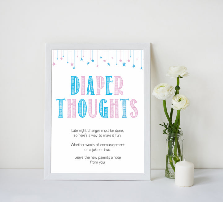 Gender reveal baby games, diaper thoughts baby game, gender reveal shower, fun baby games, gender reveal ideas, popular baby games, best baby games, printable baby games, gender reveal baby games