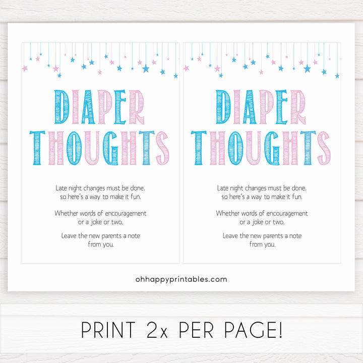 Gender reveal baby games, diaper thoughts baby game, gender reveal shower, fun baby games, gender reveal ideas, popular baby games, best baby games, printable baby games, gender reveal baby games