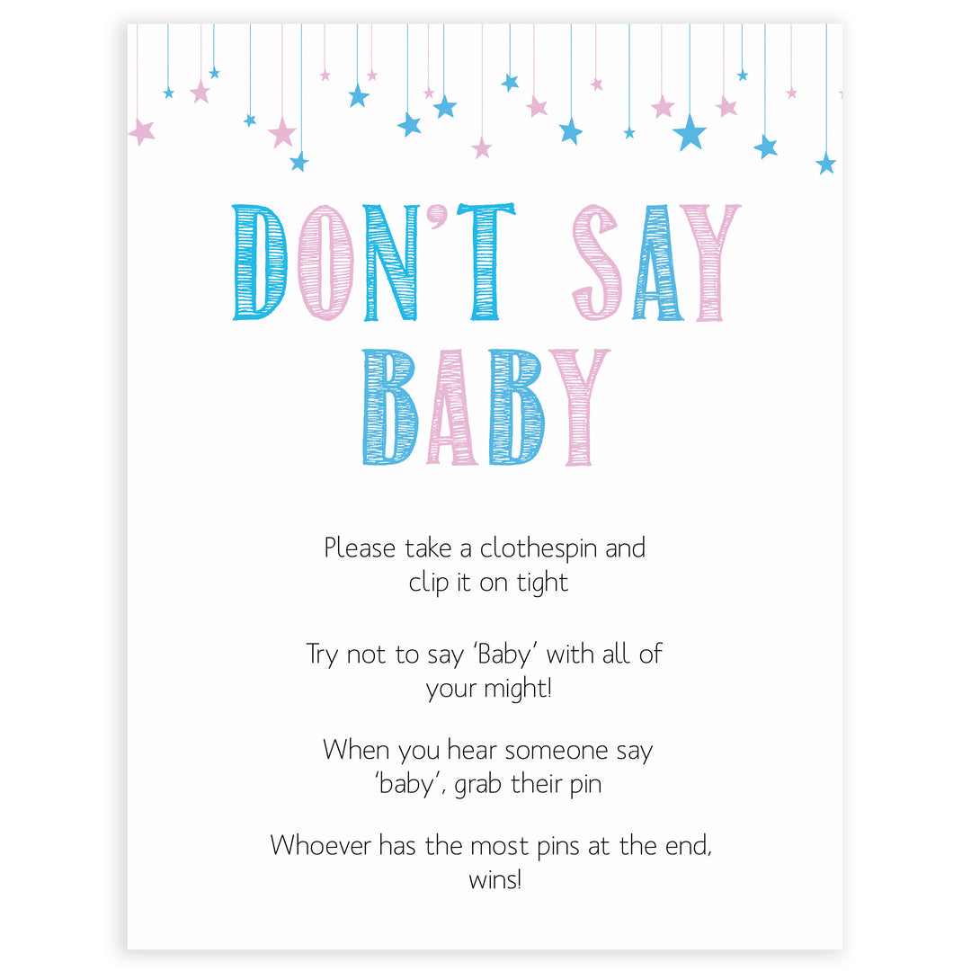 Gender reveal baby games, dont say baby baby game, gender reveal shower, fun baby games, gender reveal ideas, popular baby games, best baby games, printable baby games, gender reveal baby games