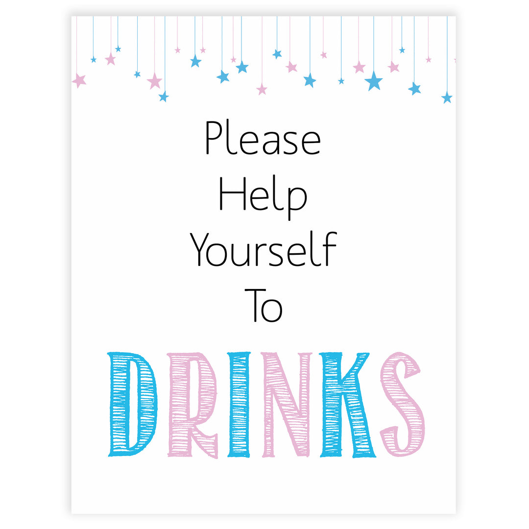 Gender reveal baby signs, drinks, baby shower signs, baby shower decor, gender reveal ideas, top baby shower ideas, printable baby signs