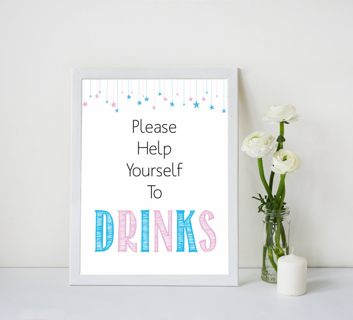 Gender reveal baby signs, drinks, baby shower signs, baby shower decor, gender reveal ideas, top baby shower ideas, printable baby signs