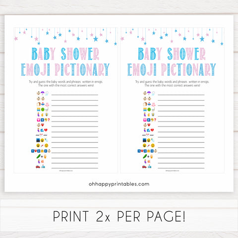 Gender reveal baby games, emoji pictionary baby game, gender reveal shower, fun baby games, gender reveal ideas, popular baby games, best baby games, printable baby games, gender reveal baby games
