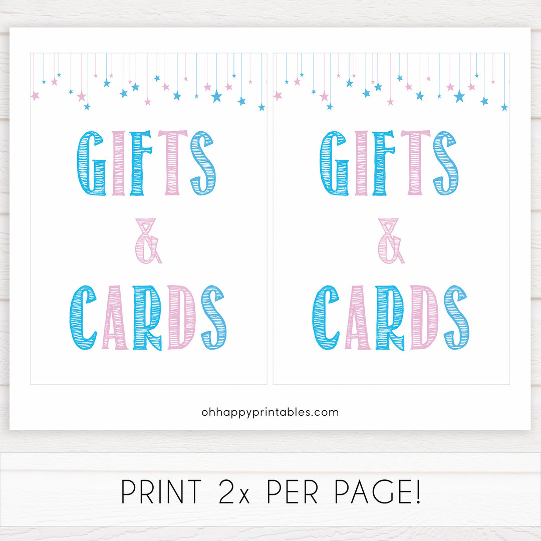 Gender reveal baby signs, gifts and cards baby signs, baby shower signs, baby shower decor, gender reveal ideas, top baby shower ideas, printable baby signs