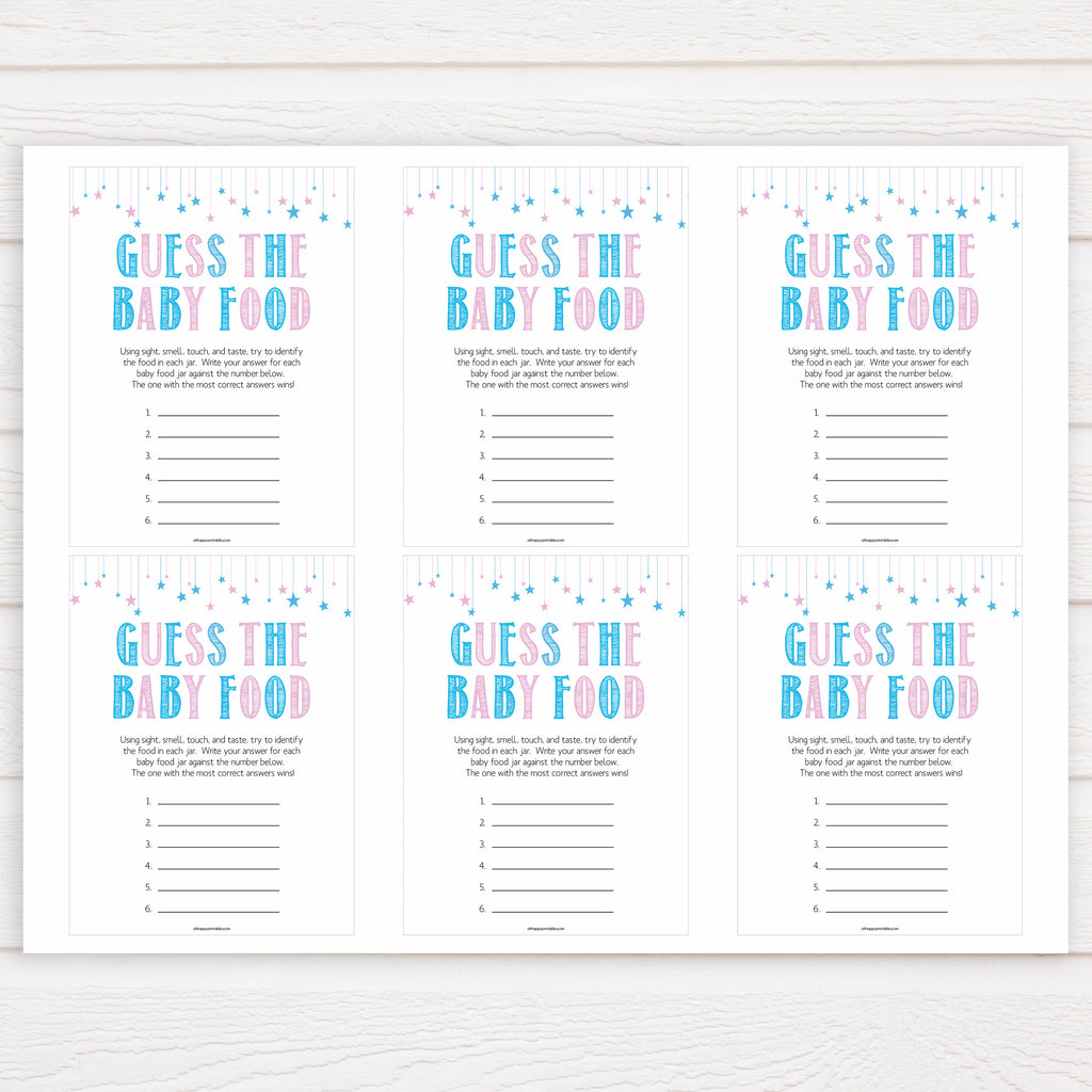 Guess The Baby Food Game - Gender Reveal Printable Baby Shower Games ...