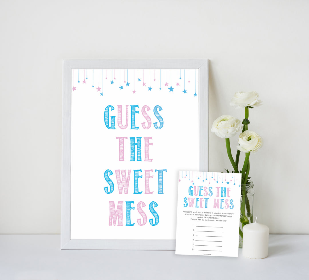 Gender reveal baby games, guess the sweet mess baby game, gender reveal shower, fun baby games, gender reveal ideas, popular baby games, best baby games, printable baby games, gender reveal baby games
