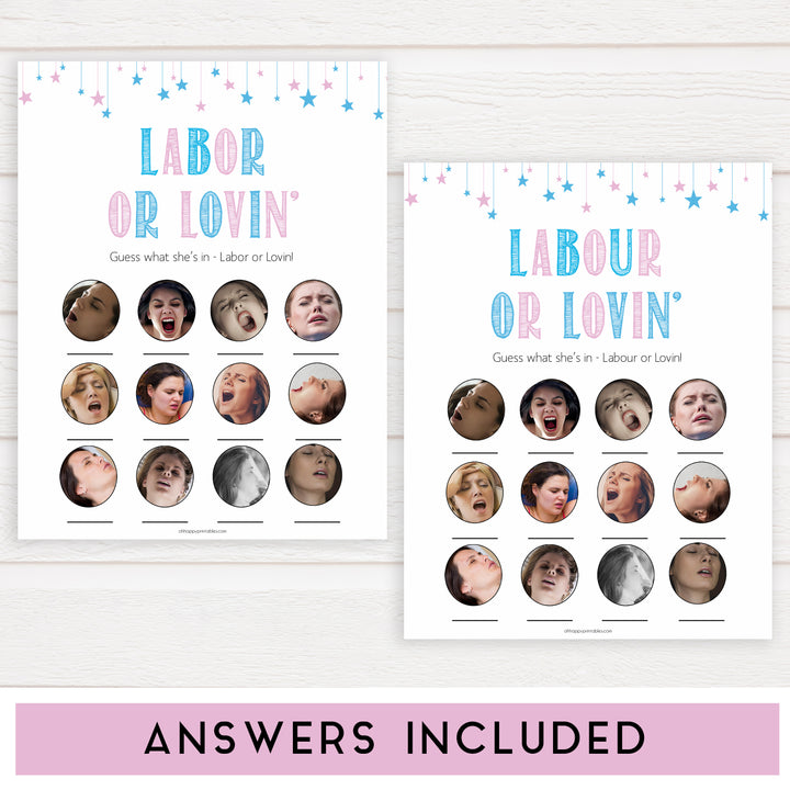 Gender reveal baby games, labor or lovin, labour or lovin, labor or porn baby game, gender reveal shower, fun baby games, gender reveal ideas, popular baby games, best baby games, printable baby games, gender reveal baby games