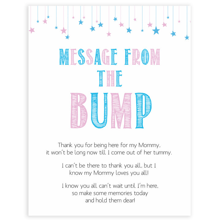Gender reveal baby games, message from the bump baby game, gender reveal shower, fun baby games, gender reveal ideas, popular baby games, best baby games, printable baby games, gender reveal baby games
