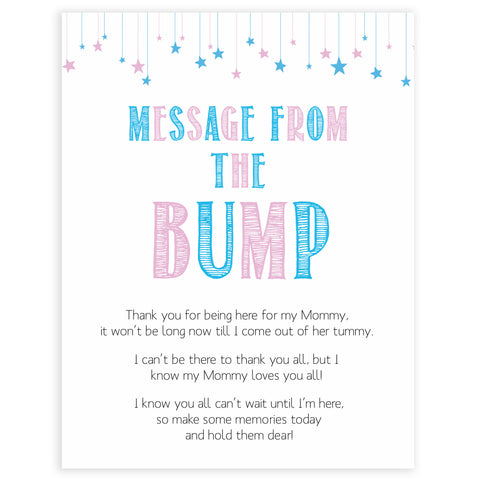Gender reveal baby games, message from the bump baby game, gender reveal shower, fun baby games, gender reveal ideas, popular baby games, best baby games, printable baby games, gender reveal baby games