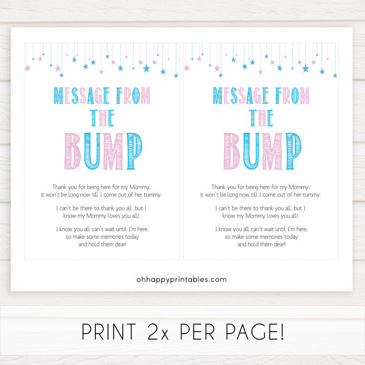 Gender reveal baby games, message from the bump baby game, gender reveal shower, fun baby games, gender reveal ideas, popular baby games, best baby games, printable baby games, gender reveal baby games