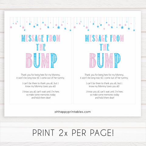 Gender reveal baby games, message from the bump baby game, gender reveal shower, fun baby games, gender reveal ideas, popular baby games, best baby games, printable baby games, gender reveal baby games