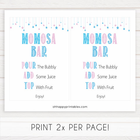 gender reveal baby signs, momosa baby sign, mumosa baby signs, baby shower signs, baby shower idea